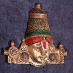 Brass Lord Tirupati Balaji Face Wall Hanging | 12x13" Sacred Art | 4.8kg Shankhu Chakra Masterpiece | Natural Stone Divine Murti | Jaipurio